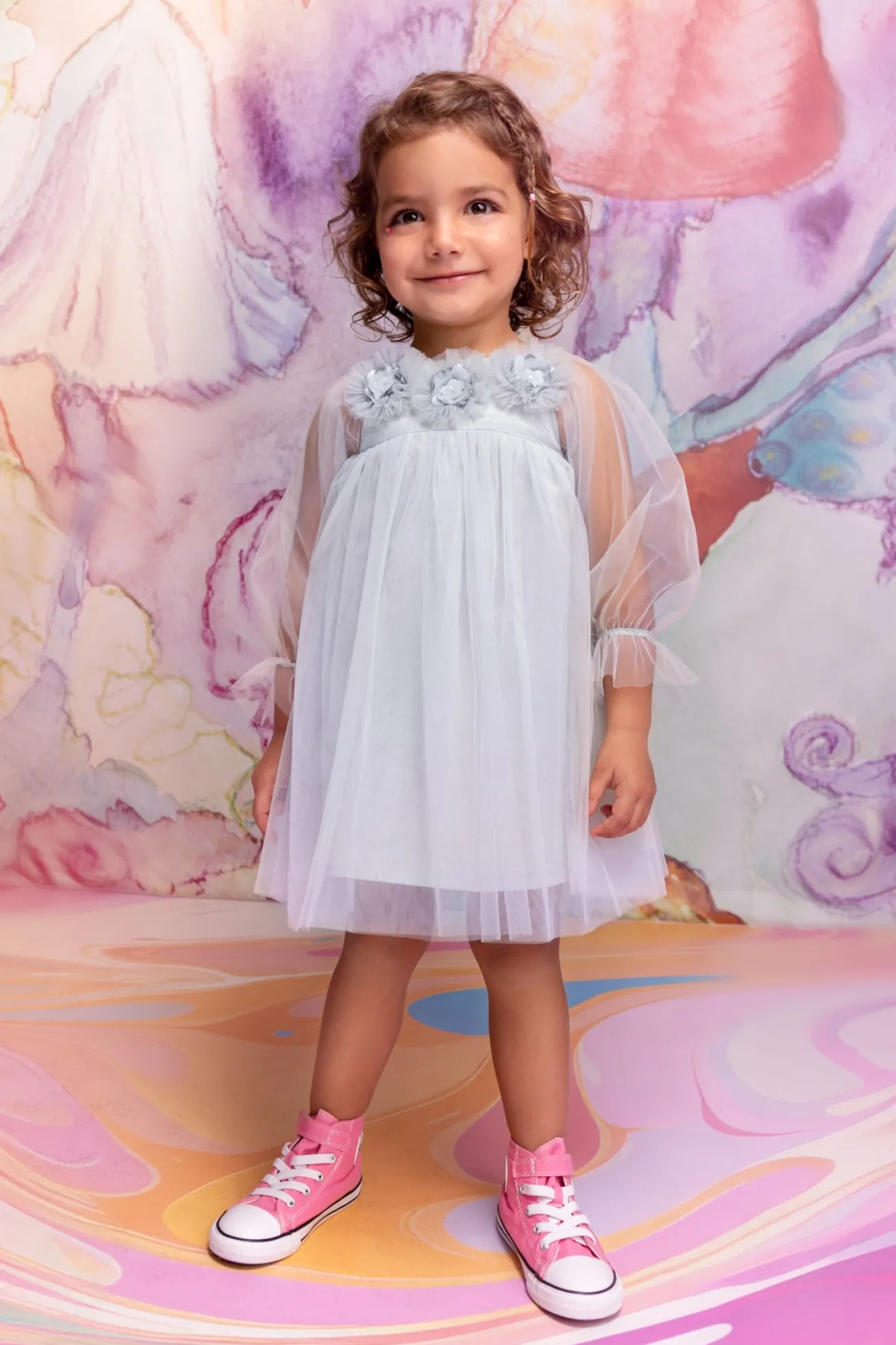 Bébé Smokey Petal Tulle Dress