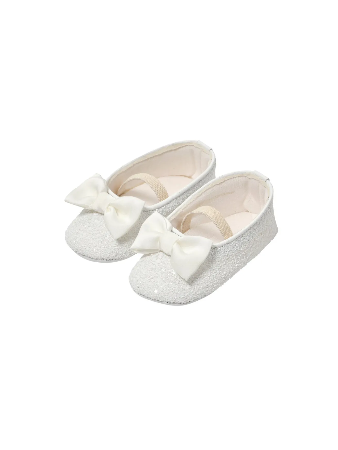 Satin Fabric Handmade Bow Embellished Glitter Ballerinas