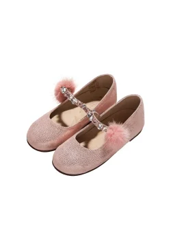 Single Strap Swarovski Crystal Fur Embellished Ballerinas